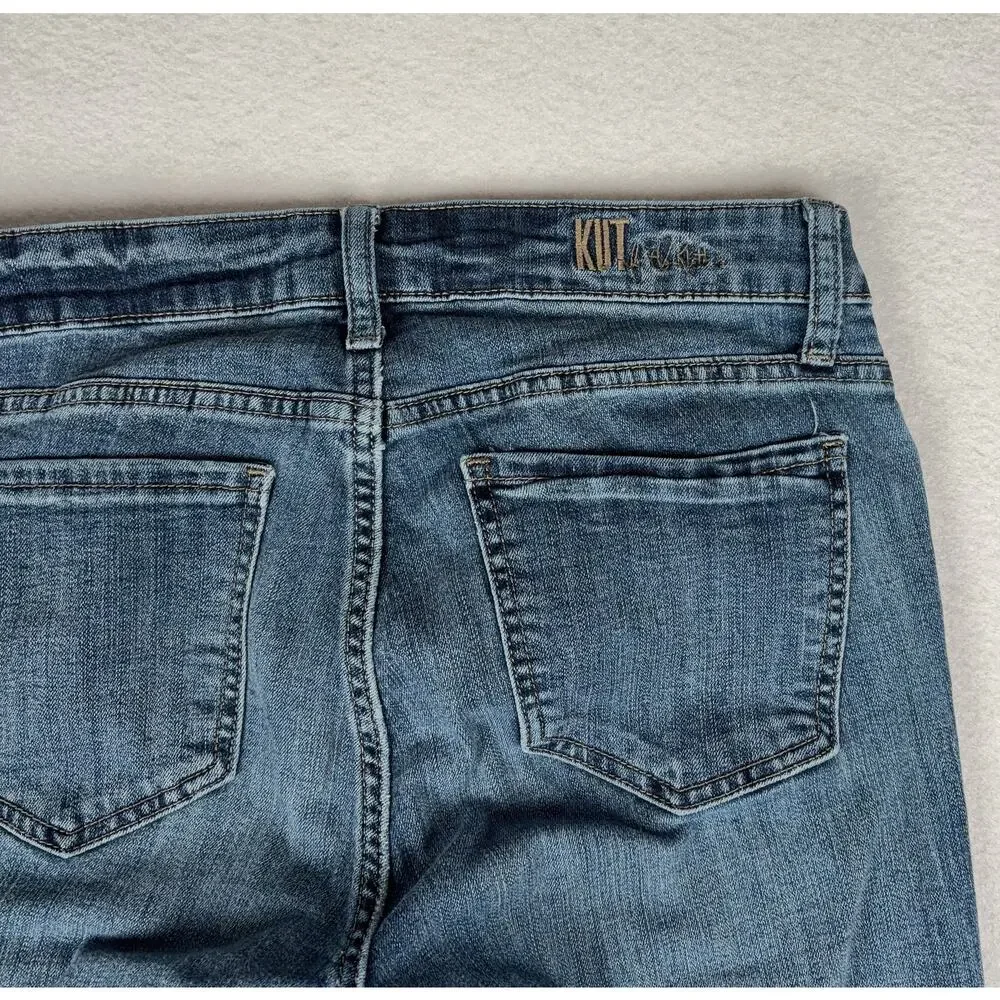 KUT from the Kloth Katy Ankle Straight Jeans Women's 4 Blue Mid Rise Distressed